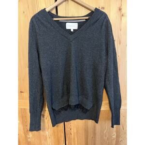 Brochu Walker wool Cashmere bl Long Sleeve V-Neck Pullover Sweater lace L